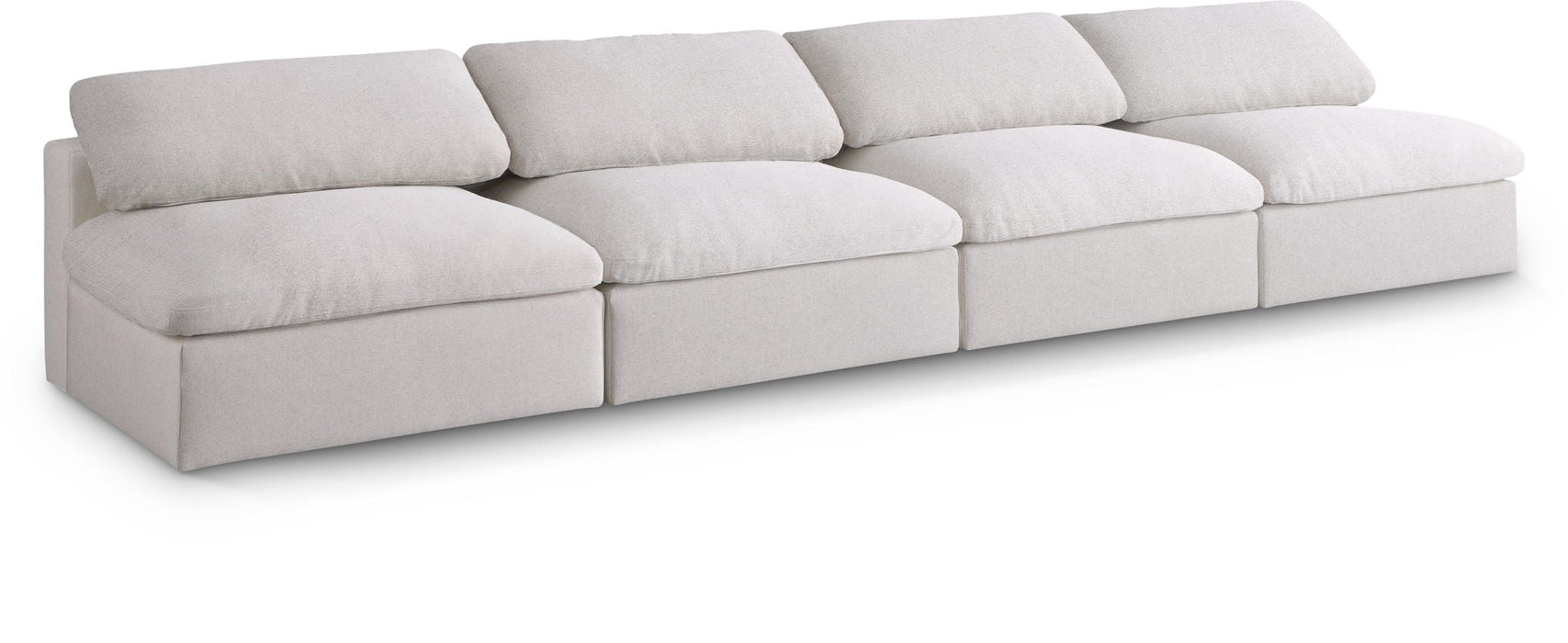 Serene 156" Linen Textured Fabric Upholstered Deluxe Comfort 4pc. Armless Modular Sofa