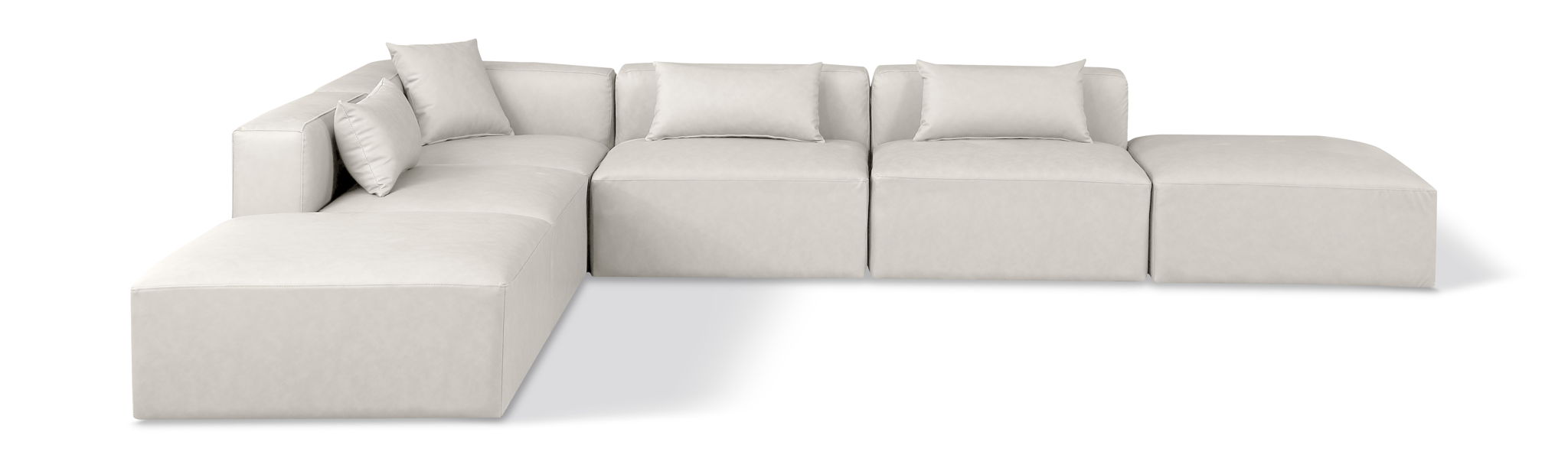 Cube 144" Vegan Leather Upholstered 6pc. Modular Sectional