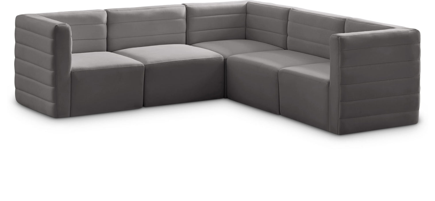 Quincy 95" Velvet Upholstered Comfort 5pc. Modular Sectional