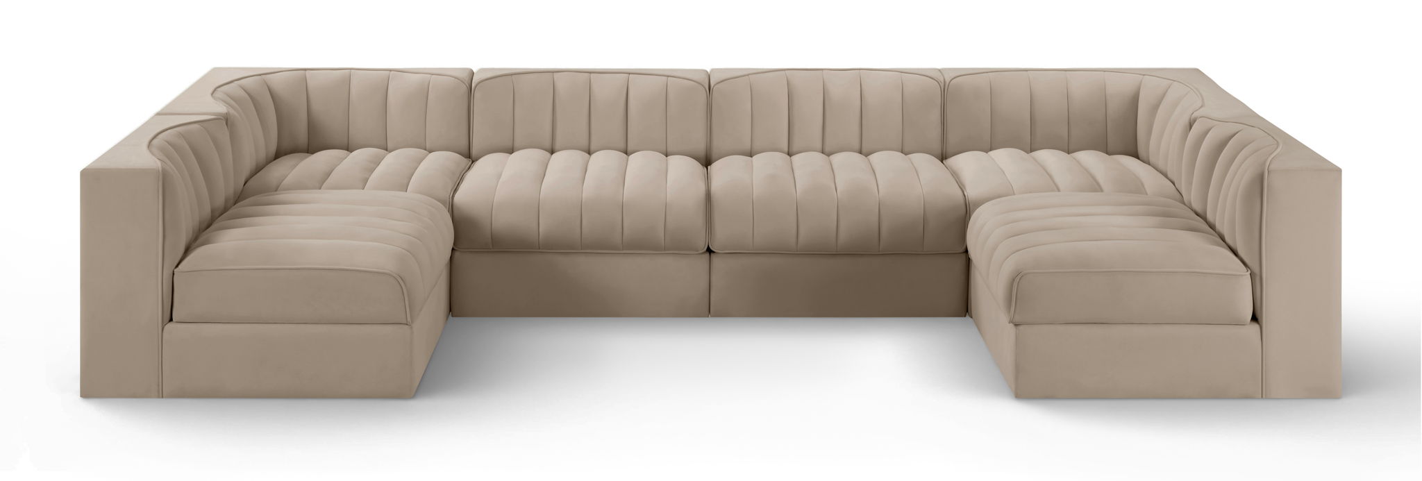 Rummi 126" Velvet Performance Fabric Upholstered 6pc. Modular Sectional