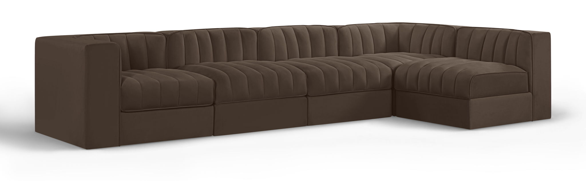 Rummi 126" Velvet Performance Fabric Upholstered 5pc. Modular Sectional