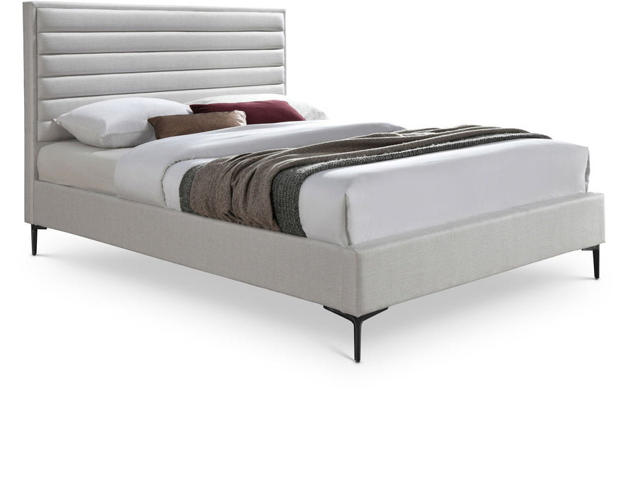 Hunter Linen Textured Fabric Upholstered Bed