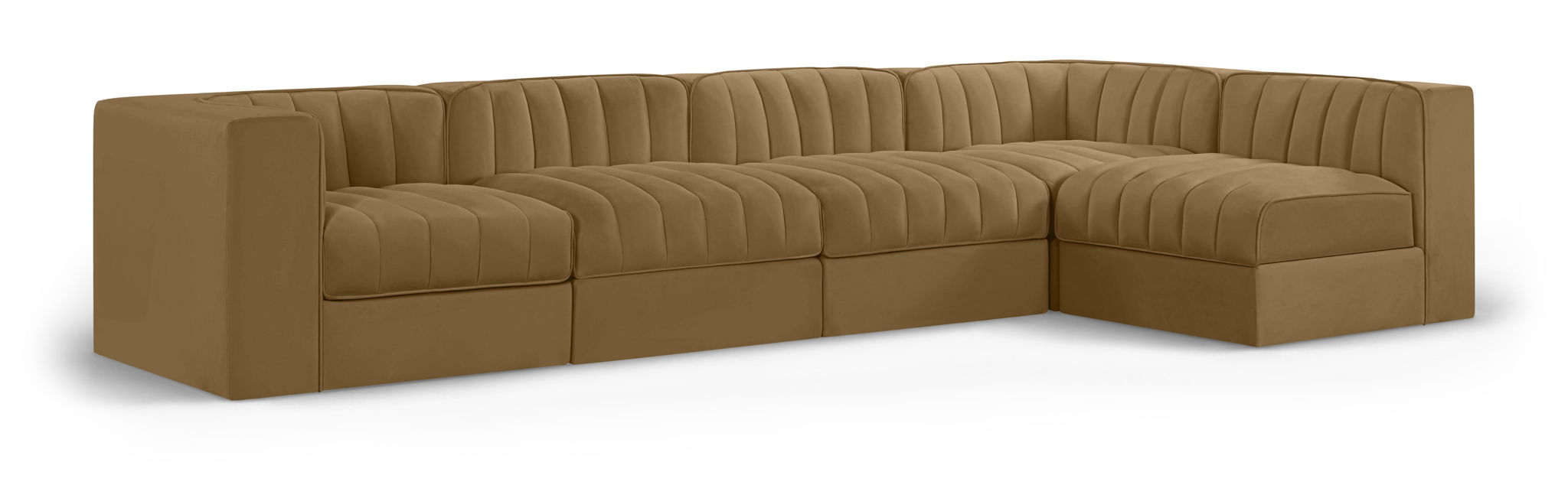 Rummi 126" Velvet Performance Fabric Upholstered 5pc. Modular Sectional
