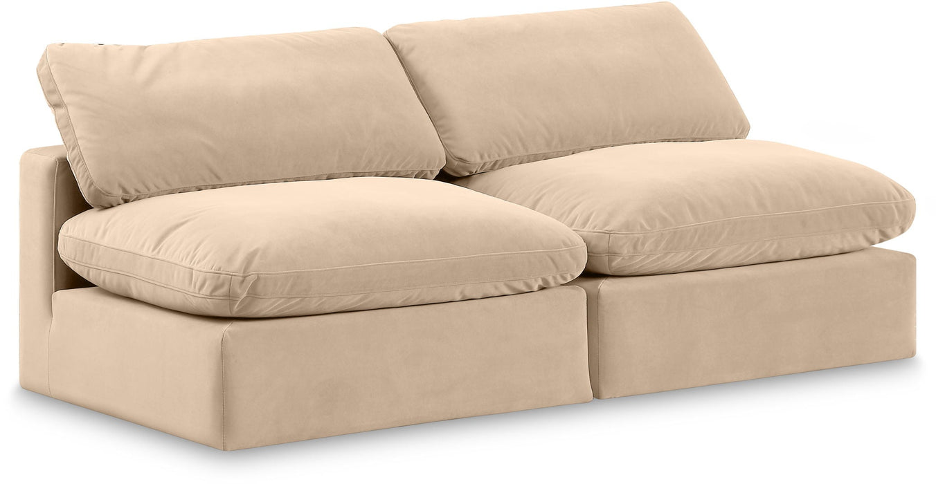 Comfy 78" Velvet Upholstered 2pc. Armless Modular Loveseat