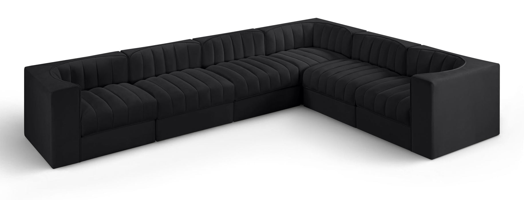 Rummi 126" Velvet Performance Fabric Upholstered 6pc. Modular Sectional