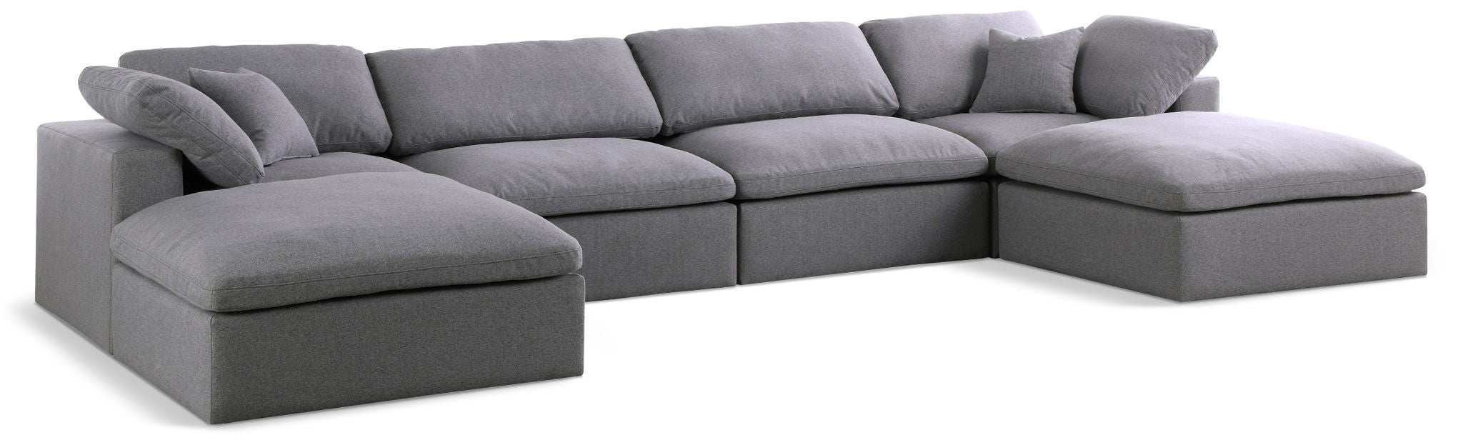 Serene 158" Linen Textured Fabric Upholstered Deluxe Comfort 6pc. Modular Sectional