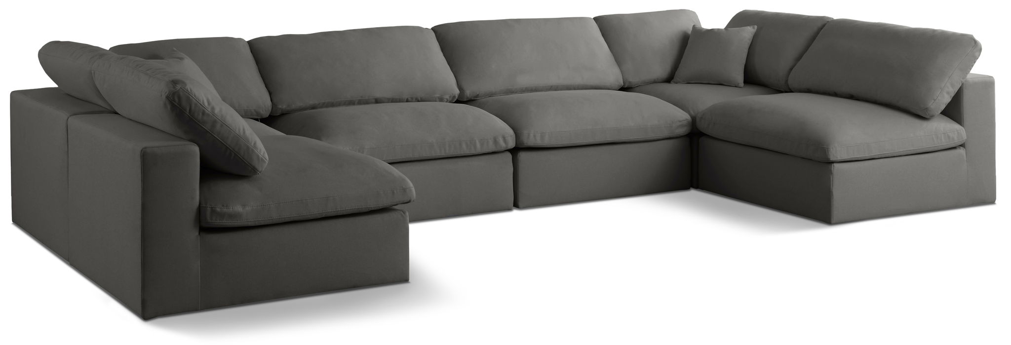Plush 140" Velvet Upholstered Standard Comfort 6pc. Modular Sectional
