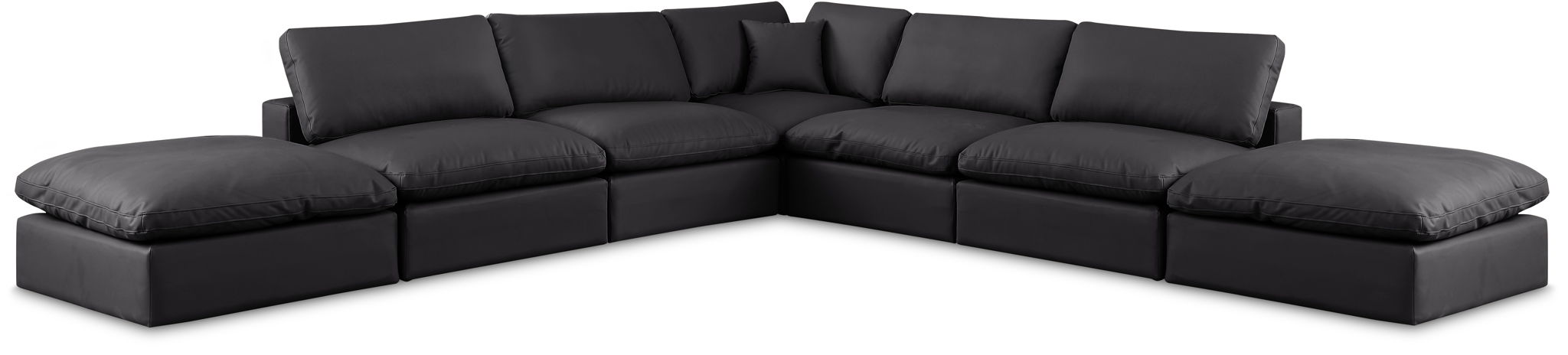 Comfy 157" Vegan Leather Upholstered 7pc. Modular Sectional