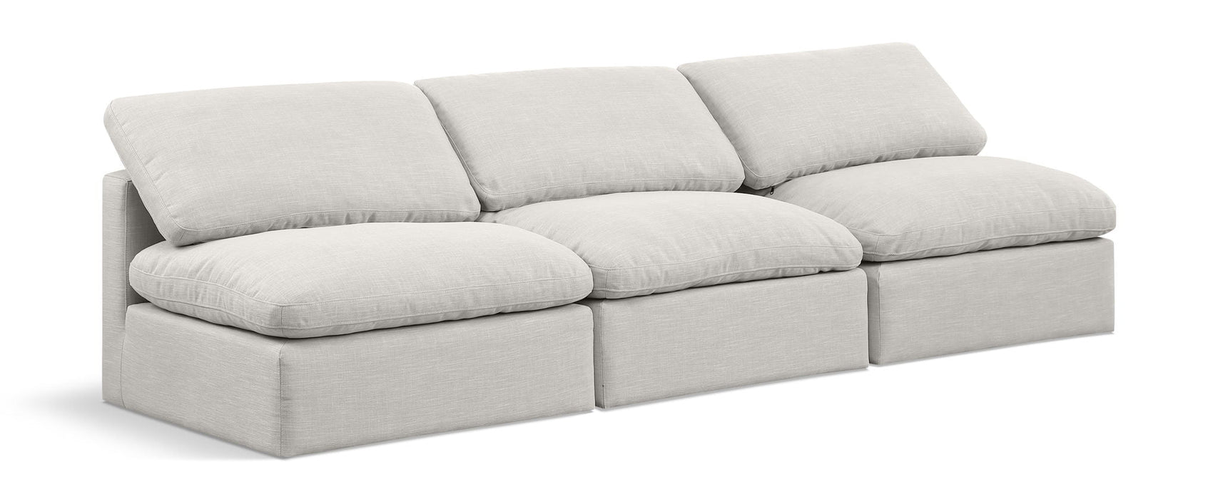 Indulge 105" Linen Textured Fabric Upholstered 3pc. Armless Modular Sofa