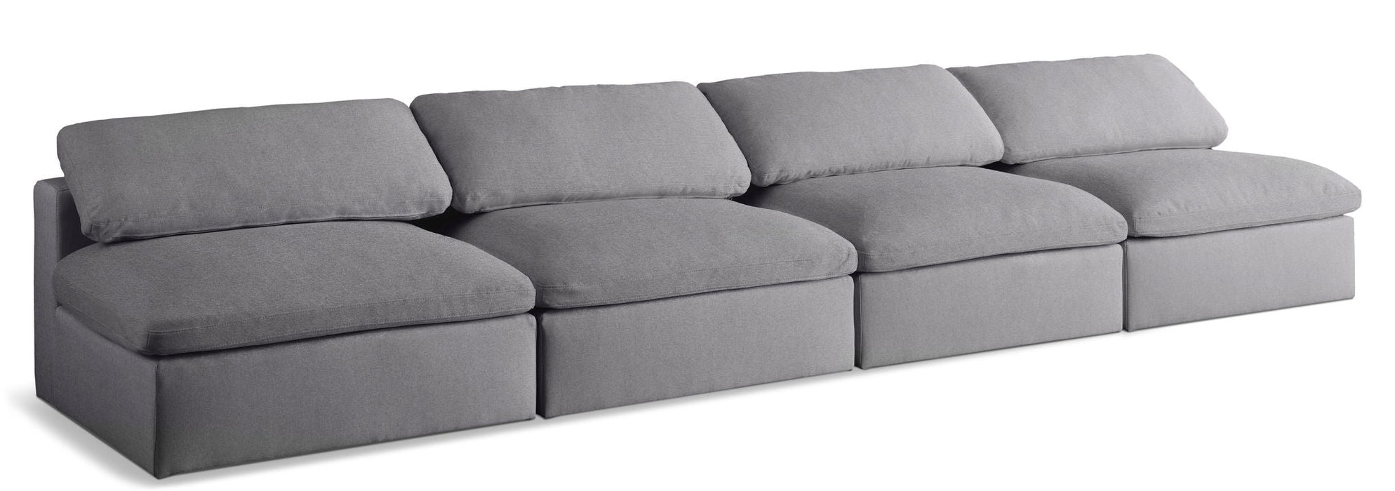 Serene 156" Linen Textured Fabric Upholstered Deluxe Comfort 4pc. Armless Modular Sofa
