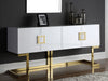 Beth Lacquer Finish And Stainless Steel Base Buffet / Console Table