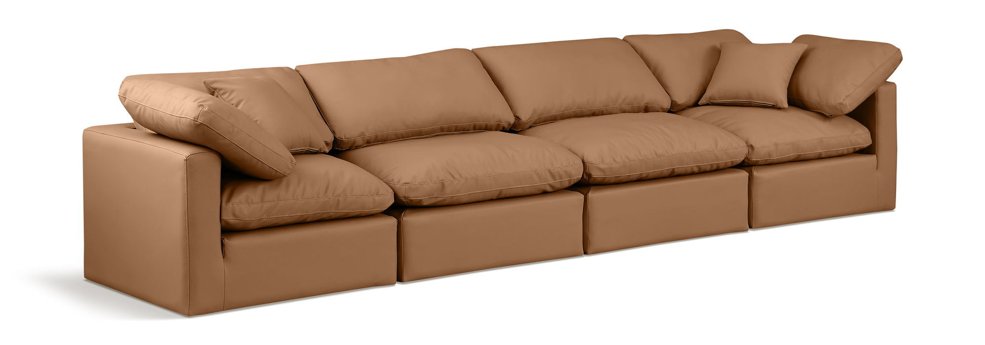 Indulge 140" Vegan Leather Upholstered 4pc. Modular Sofa
