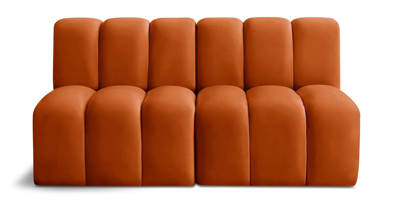 Seccional modular tapizado en terciopelo Arc de 60" de 2 piezas