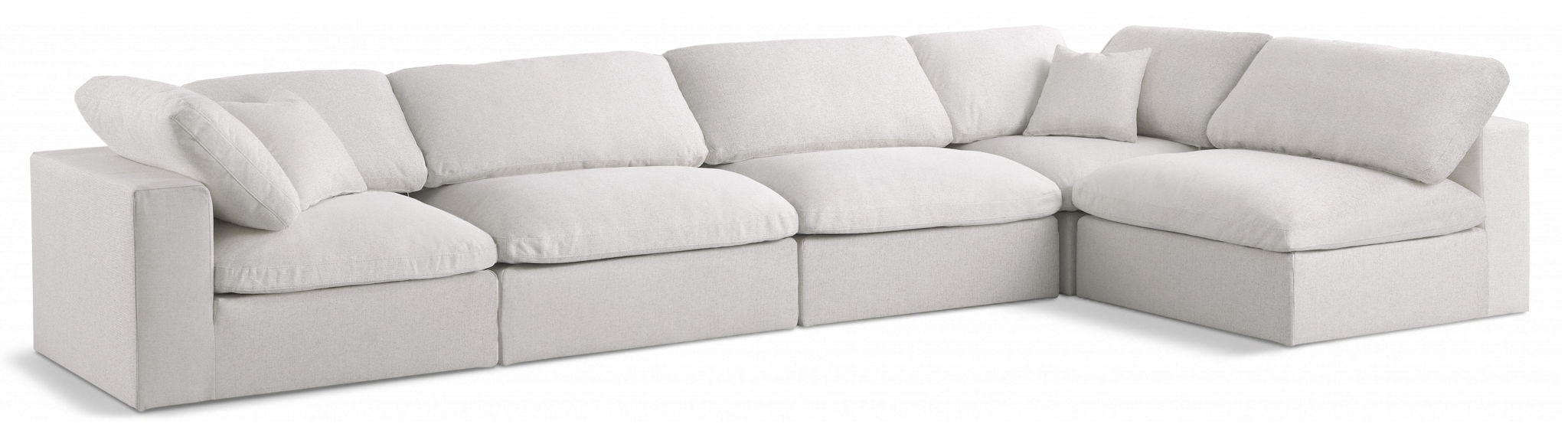Serene 158" Linen Textured Fabric Upholstered Deluxe Comfort 5pc. Modular Sectional