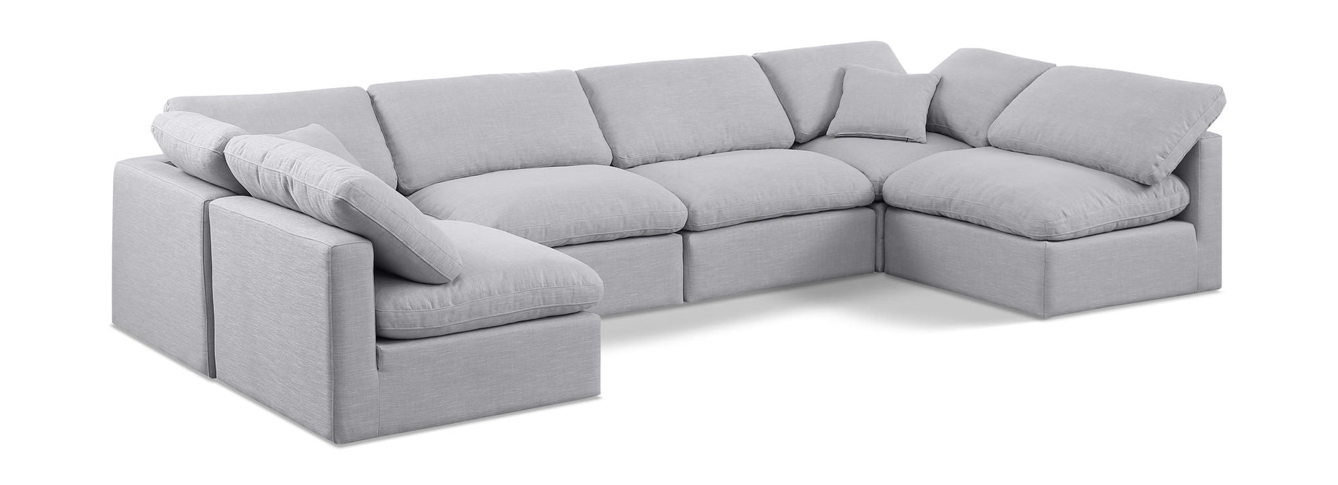 Indulge 140" Linen Textured Fabric Upholstered 6pc. Modular Sectional