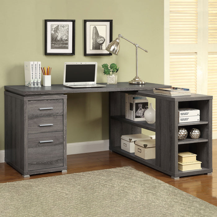 Yvette 60-inch 3-drawer L-Shape Computer Desk Grey Driftwood