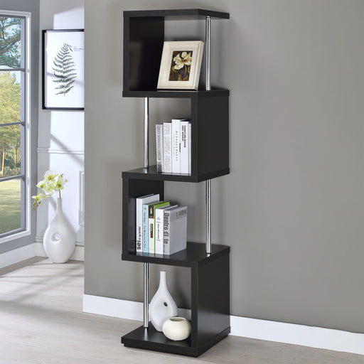 Baxter 67-inch 3-shelf Bookshelf Black and Chrome