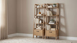 Librero Fabian de 2 piezas y 4 niveles con cajón en color café claro desgastado