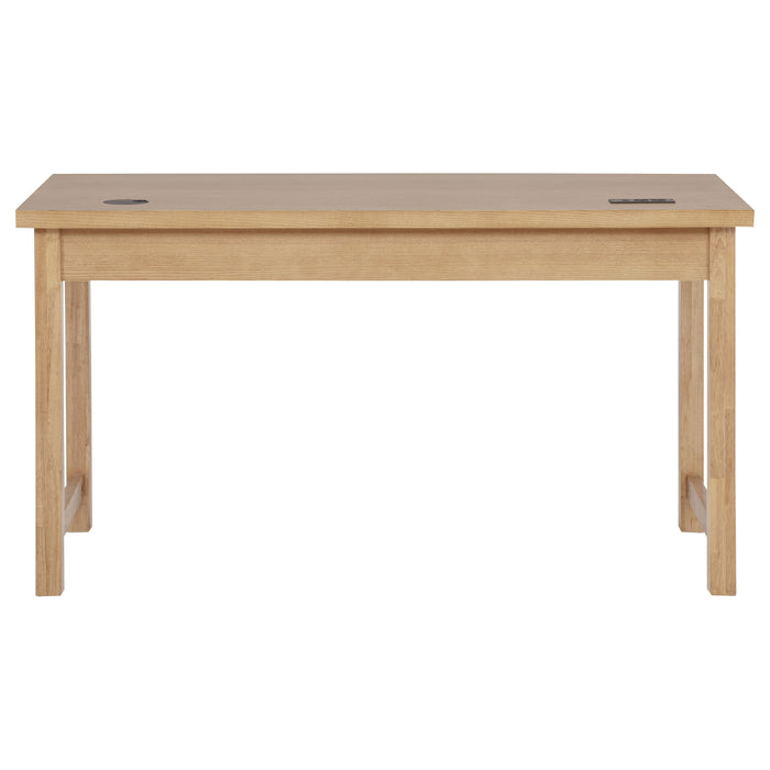 Vermes 55-inch 3-drawer Writing Desk with Power Outlet Light Ash