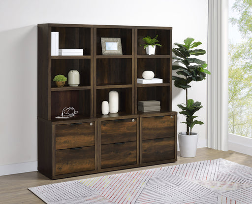 Westpark 3-shelf Bookcase USB and Lockable Drawer Dark Pine - Brown