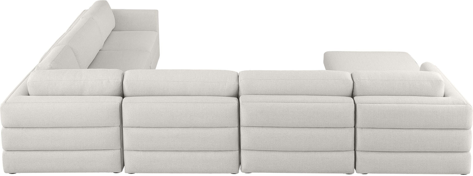 Beckham 152" Linen Textured Fabric Upholstered 7pc. Modular Sectional