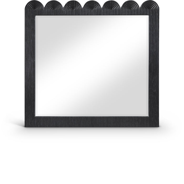 Scallop 36" W X 38" H Oak Veneer Mirror