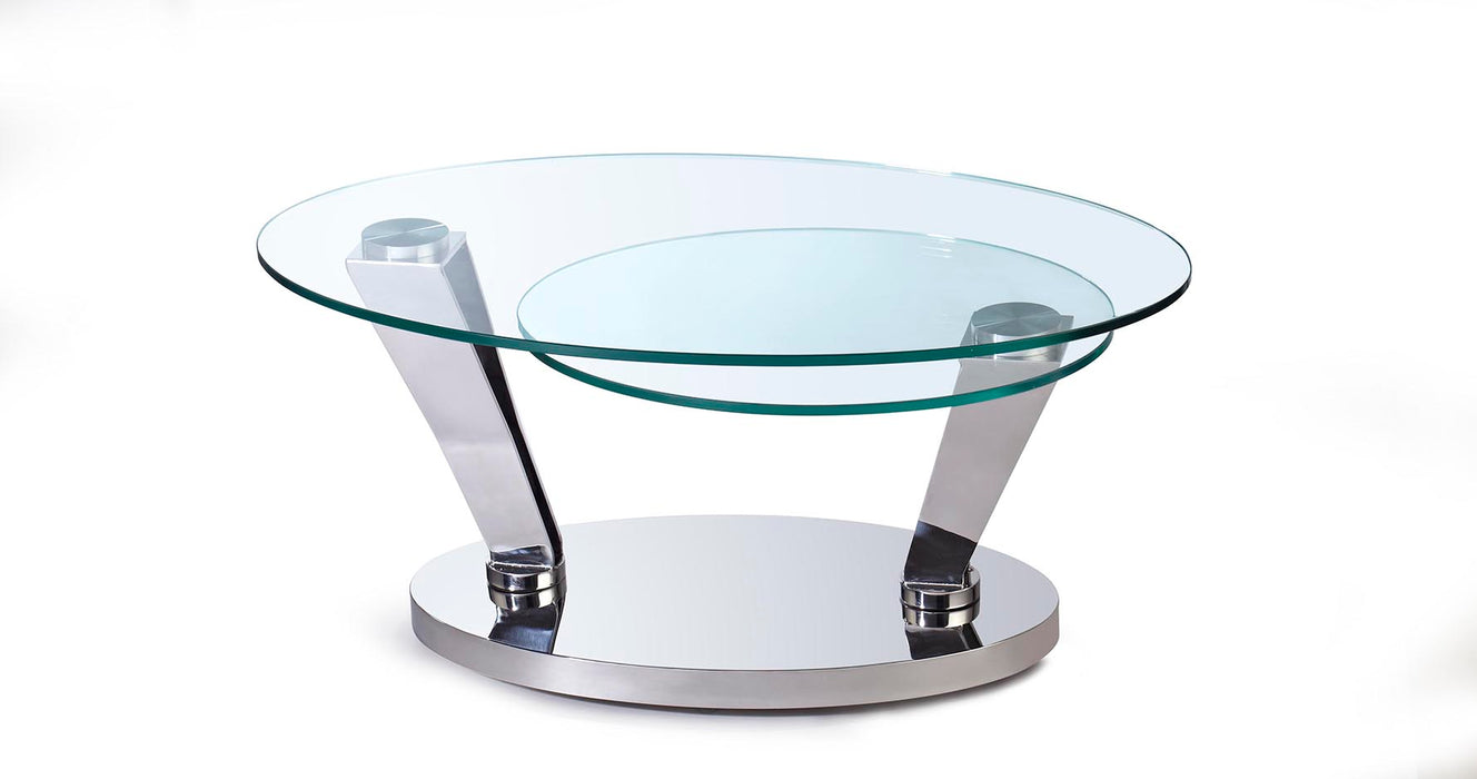 Contemporary Dual Glass Top Motion Cocktail Table
