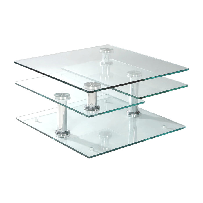 Contemporary Multi-Top Motion Glass Cocktail Table 8052-CT