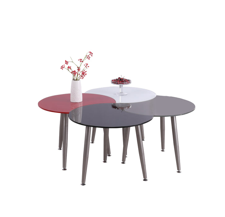 Contemporary Multi-Color Four Table Cocktail Set 8072-CT-SET