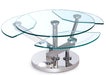 Contemporary Cocktail Table w/ Glass Top & Motion Shelves 8081-CT