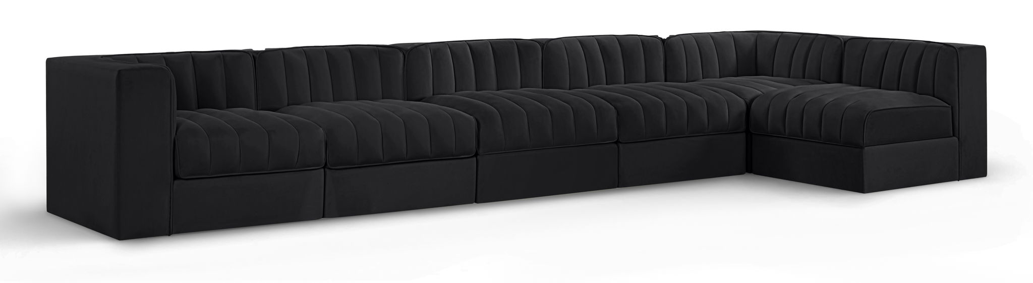 Rummi 155" Velvet Performance Fabric Upholstered 6pc. Modular Sectional