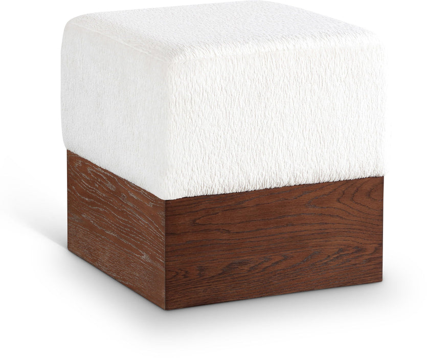 Havre Velour Fur Fabric Upholstered Ottoman
