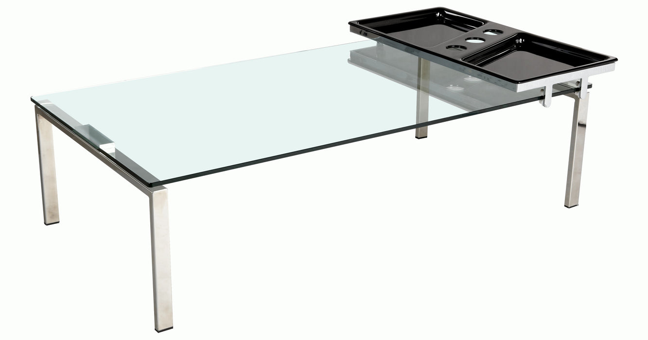 Contemporary 30"x 55" Glass Top Cocktail Table w/ Acrylic Motion Tray 8151-CT