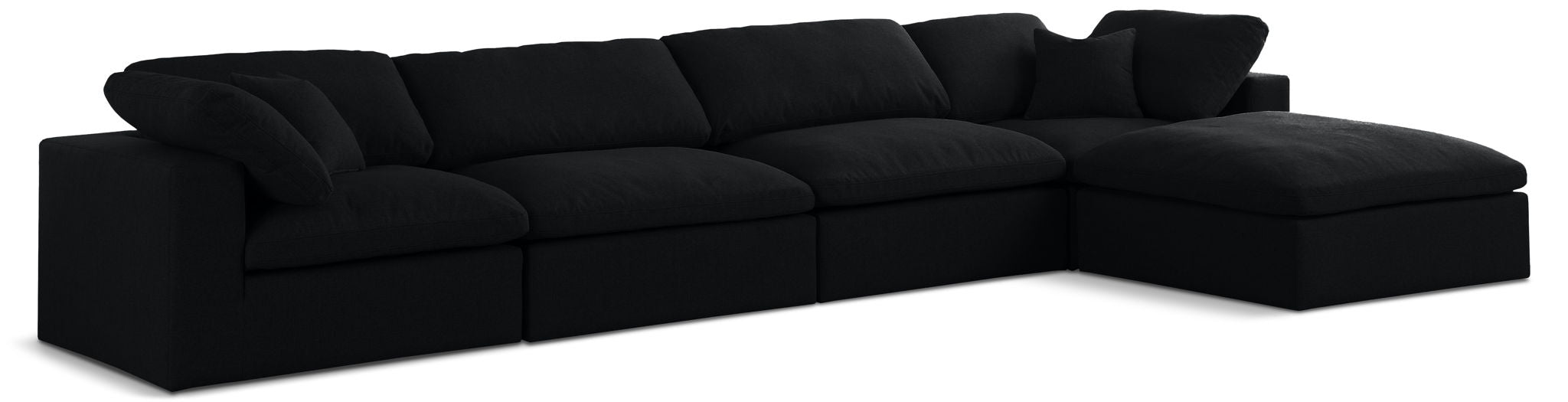 Serene 158" Linen Textured Fabric Upholstered Deluxe Comfort 5pc. Modular Sectional