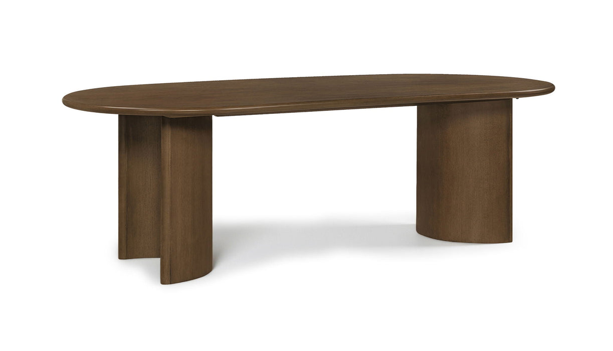 Mesa de comedor de madera maciza con enchapado de roble Caldra de 94"