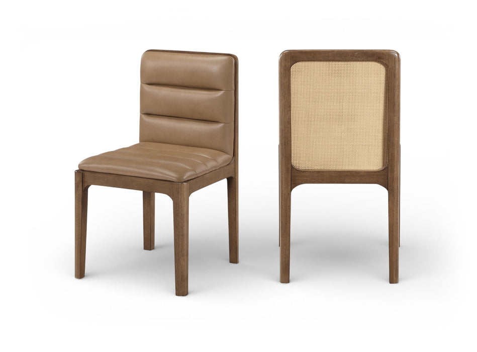 Silla de comedor tapizada de rejilla y de cuero vegano Ellis