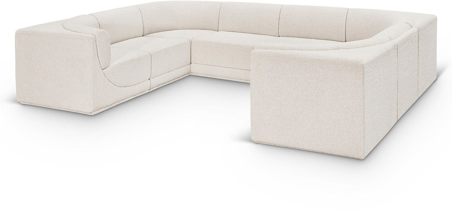 Ollie 128" Boucle Fabric Upholstered 8pc. Modular Sectional