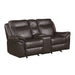 Aram Double Glider Reclining Love Seat with Center Console, Receptacles and USB Ports