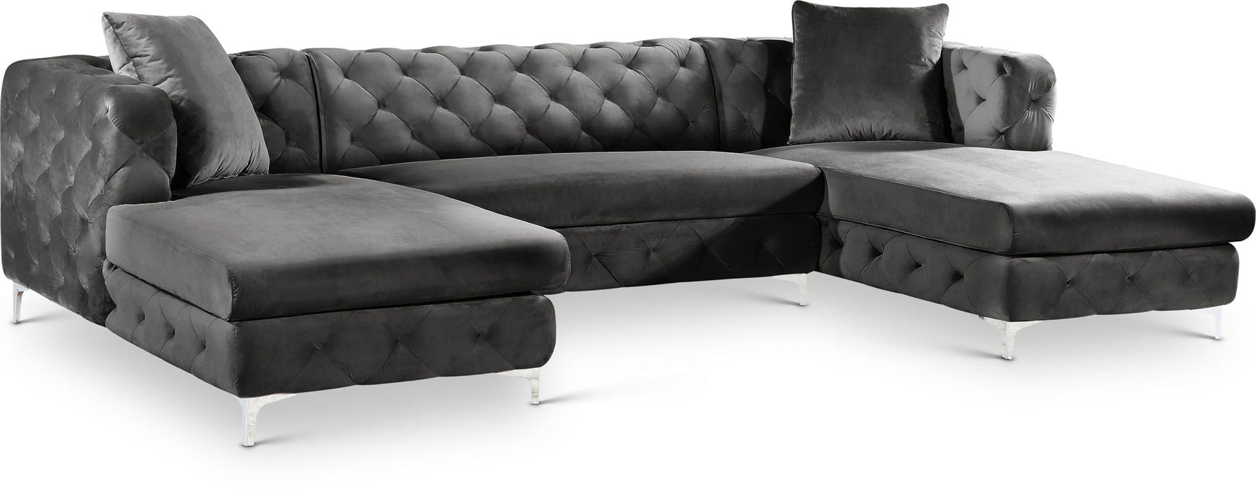 Gail 127" Velvet Upholstered 3pc. Sectional
