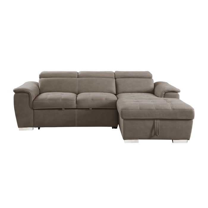Ferriday 2-Piece Sectional with Adjustable Headrests Pull-out Bed and Right Chaise with Hidden Storage