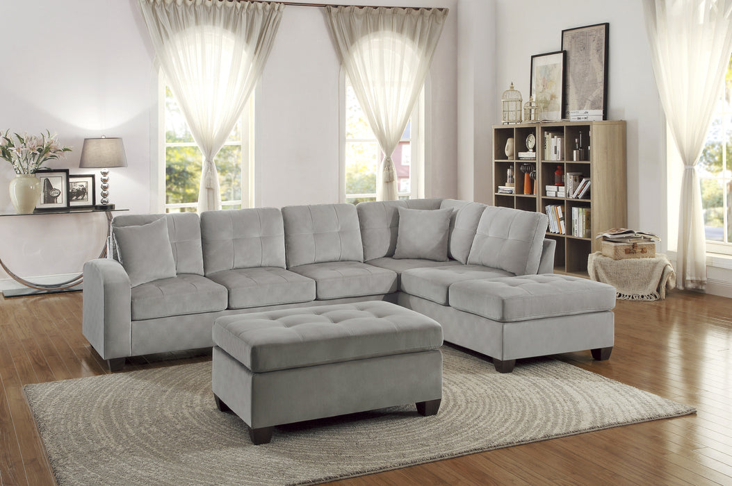 Emilio (3)3-Piece Reversible Sectional with Ottoman