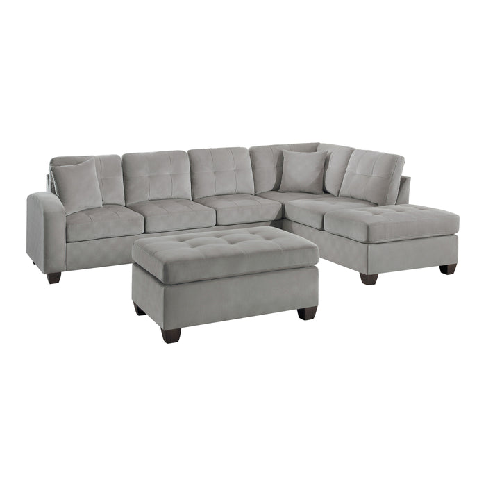 Emilio (3)3-Piece Reversible Sectional with Ottoman