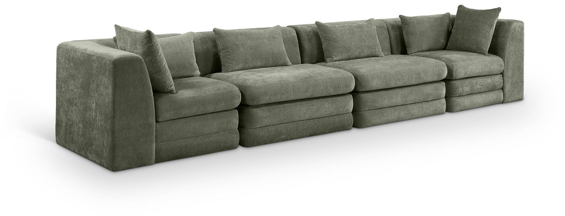 Stellar 152" Chenille Fabric Upholstered 4pc. Modular Sofa