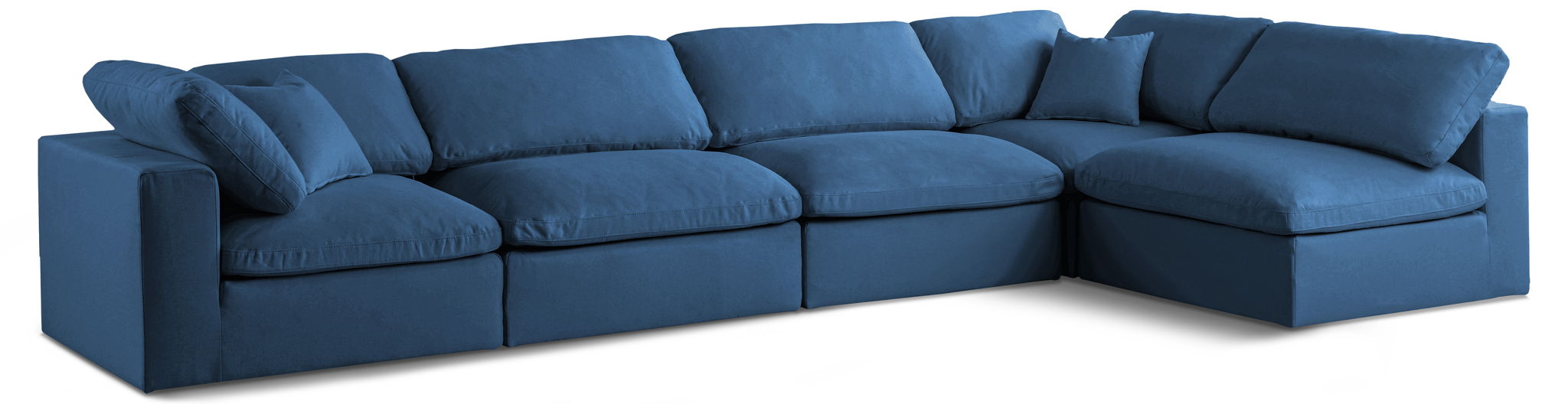 Plush 140" Velvet Upholstered Standard Comfort 5pc. Modular Sectional