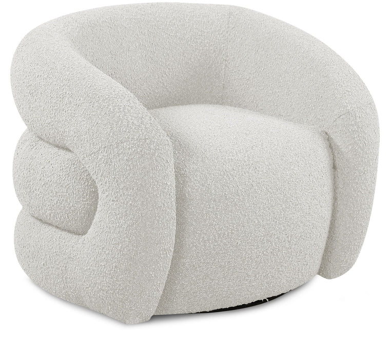 Roxbury Boucle Fabric Upholstered Swivel Accent Chair