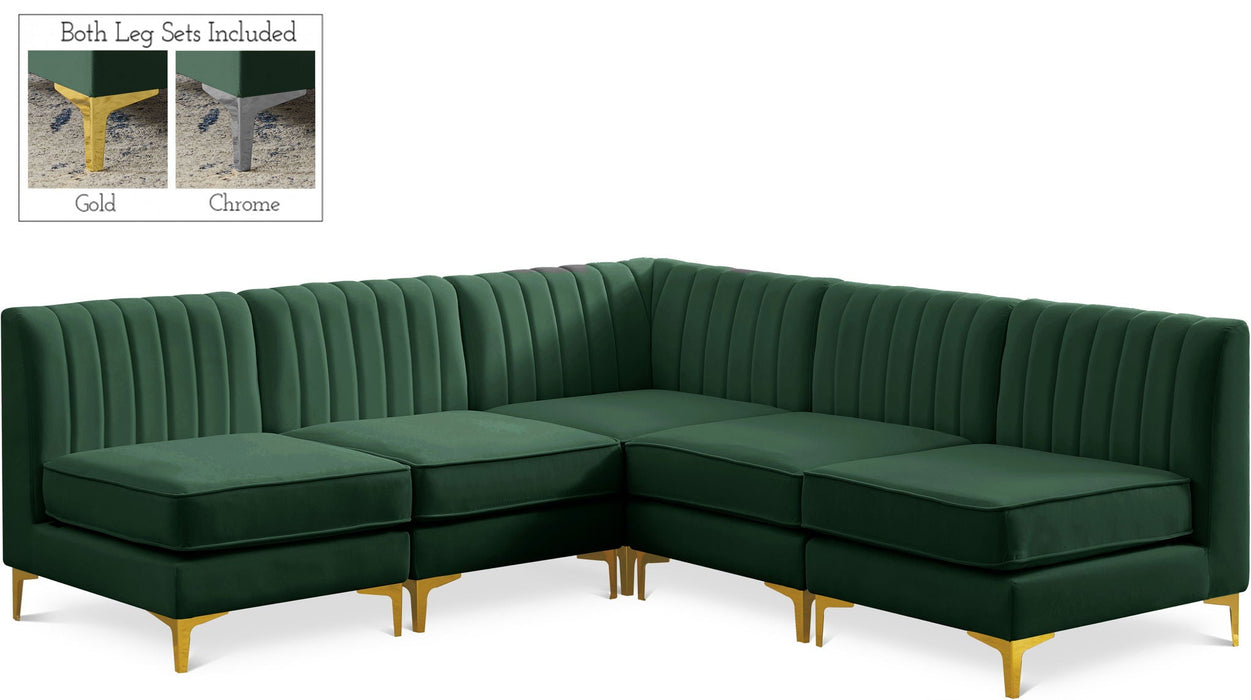 Alina 84.5" Velvet Upholstered 5pc. Modular Sectional