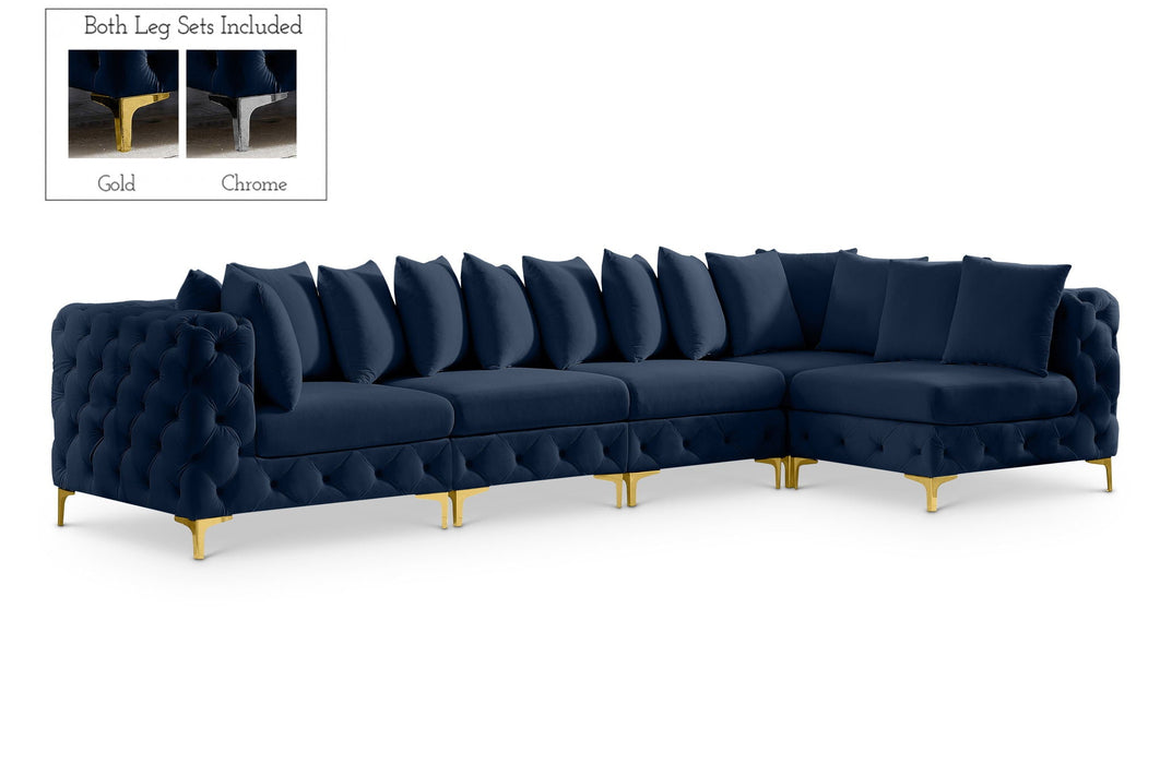 Tremblay 139" Velvet Upholstered 5pc. Modular Sectional