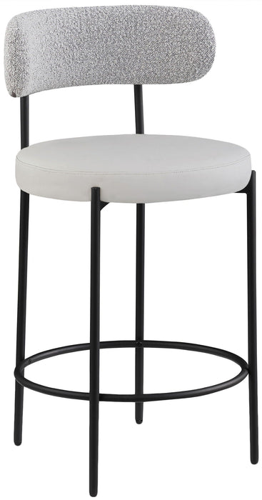Beacon Vegan Leather And Boucle Fabric Upholstered Bar / Counter Stools