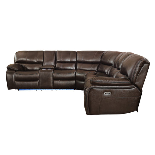Pecos (4)4-Piece Modular Power Reclining Sectional with Left Console, LED and USB Ports
