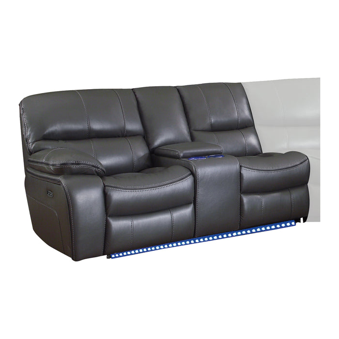 (1/4)Power Left Side Reclining Love Seat with Center Console, LED and USB Port